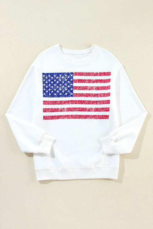 USA Flag Drop Shoulder Graphic Sweatshirt