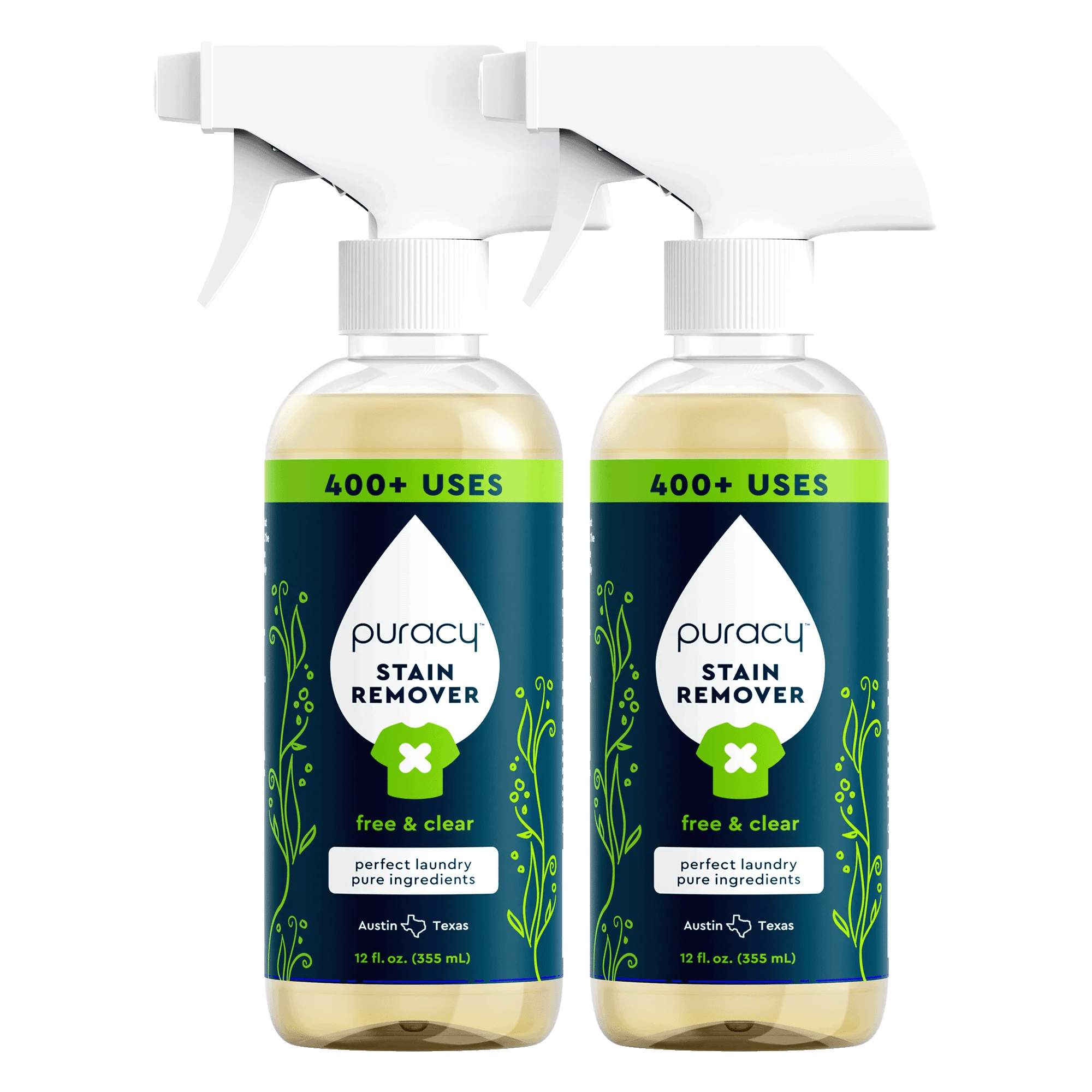 Puracy Professional Laundry Stain Remover Spray - 6 Enzymes - Unscented