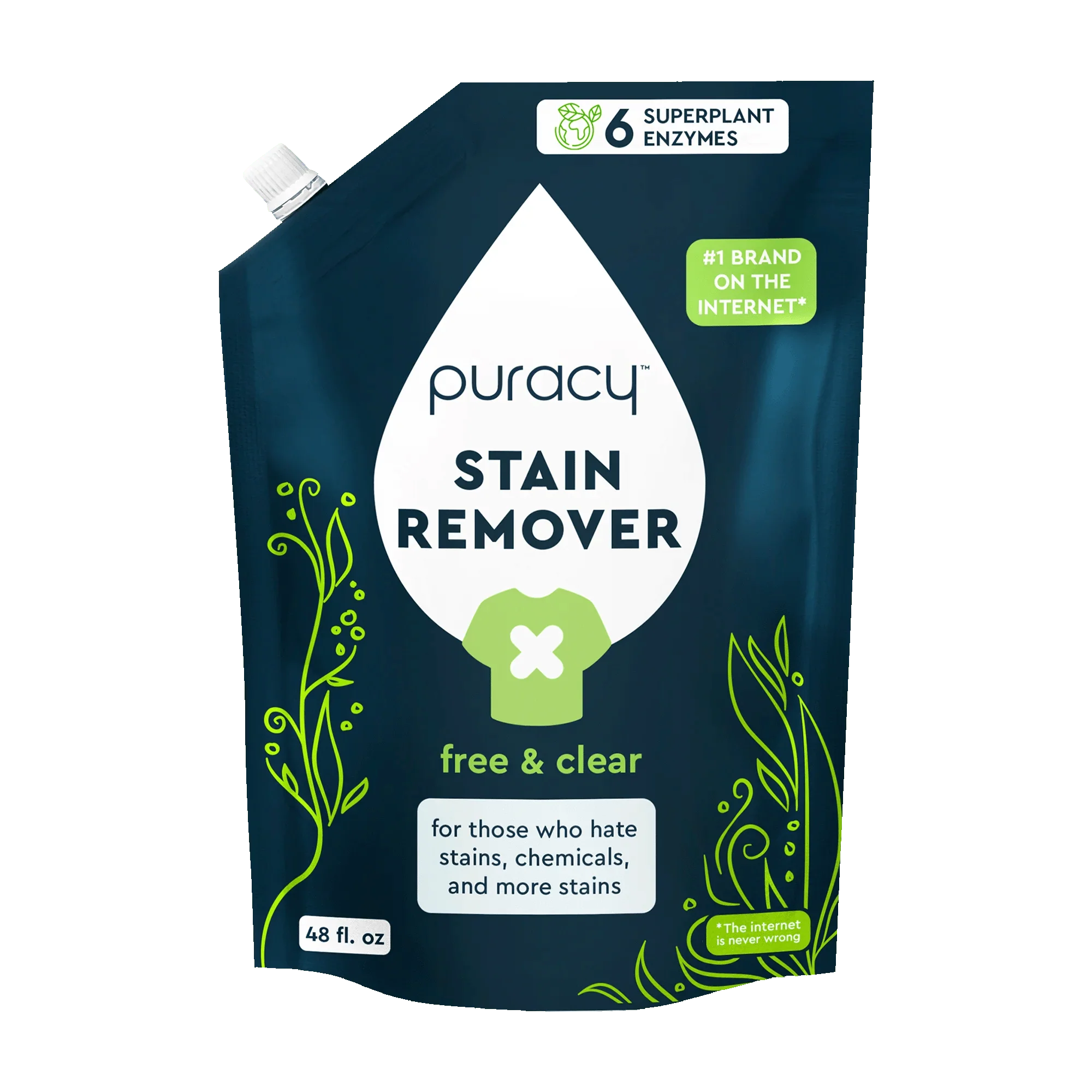 Puracy Professional Laundry Stain Remover Spray - 6 Enzymes - Unscented