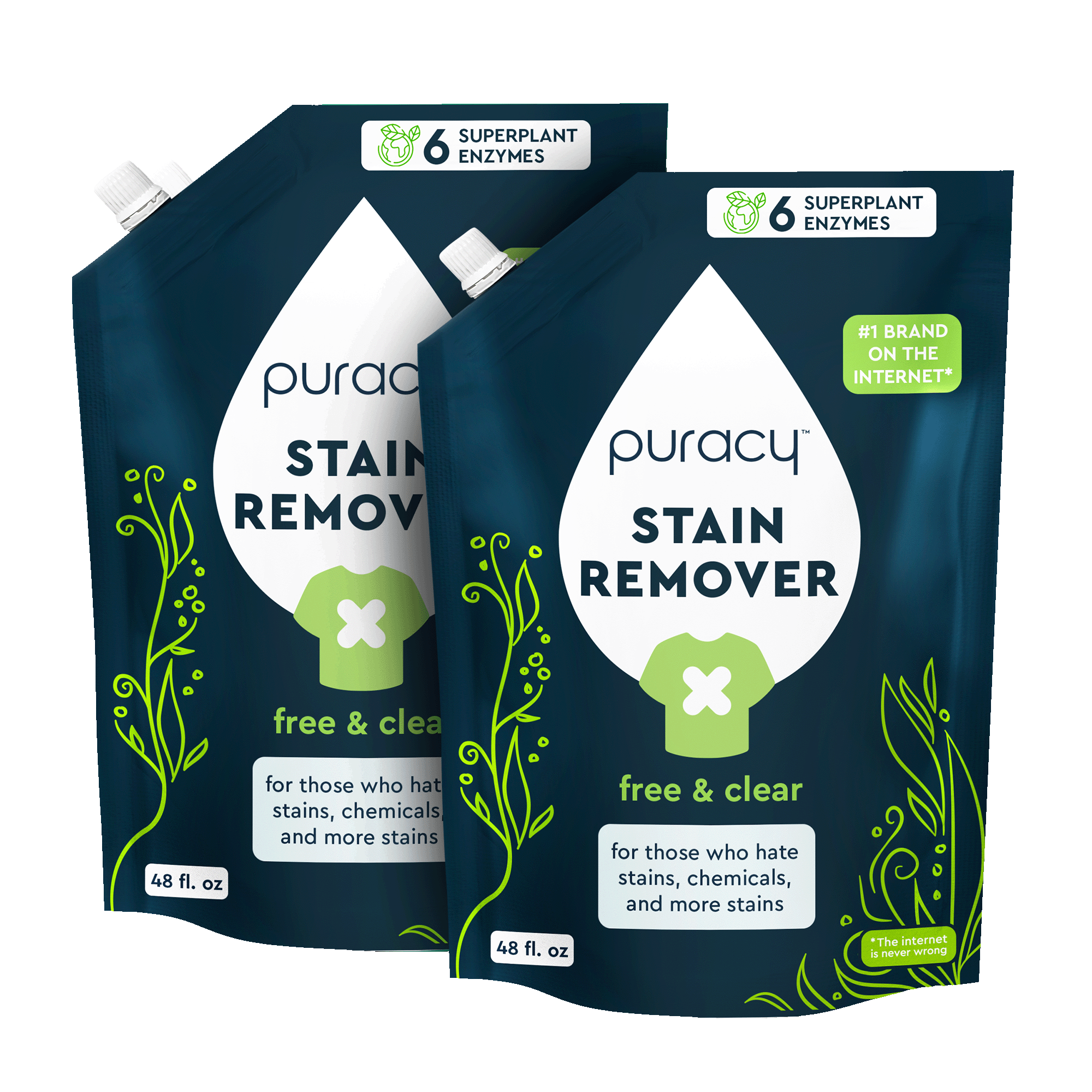 Puracy Professional Laundry Stain Remover Spray - 6 Enzymes - Unscented